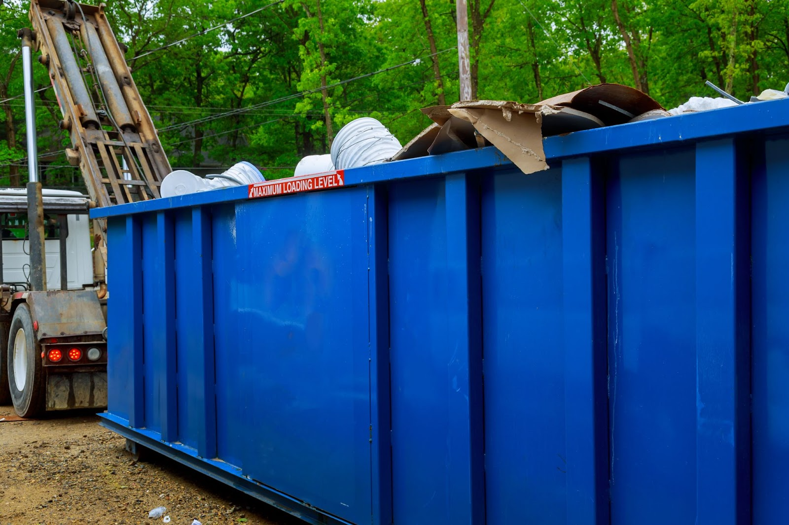 Dumpster on a construction site. 